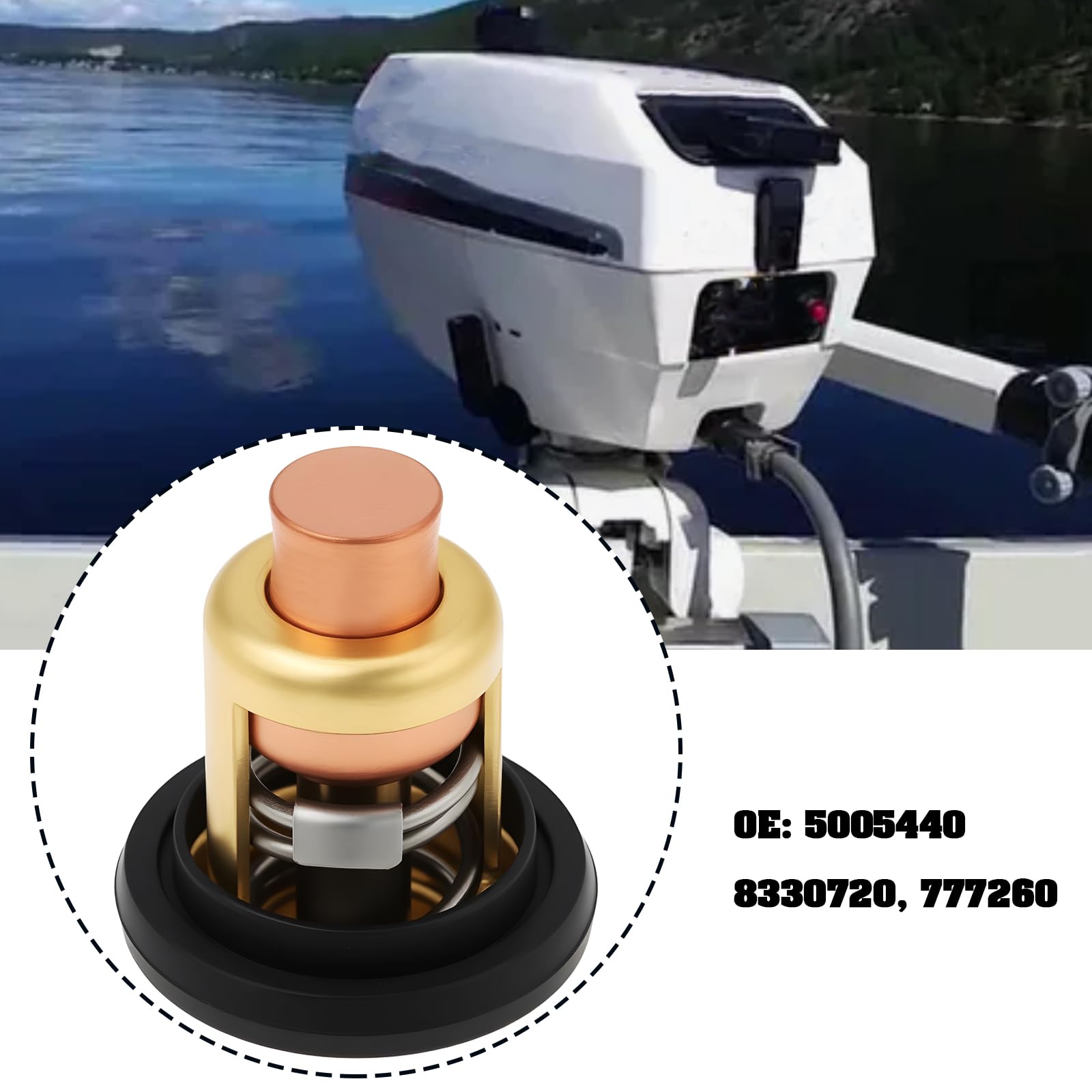 SG Store Termostat silników zaburtowych z uszczelką 5005440 kompatybilny z Johnson kompatybilny z Evinrude 5-235 HP, 8330720