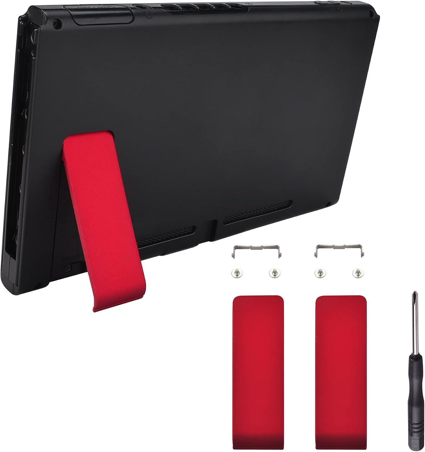 eXtremeRate 2 Set of Scarlet Red Replacement Kickstand for Nintendo Switch Console, Back Bracket Holder Kick Stand for Nintendo Switch - Console NOT Included