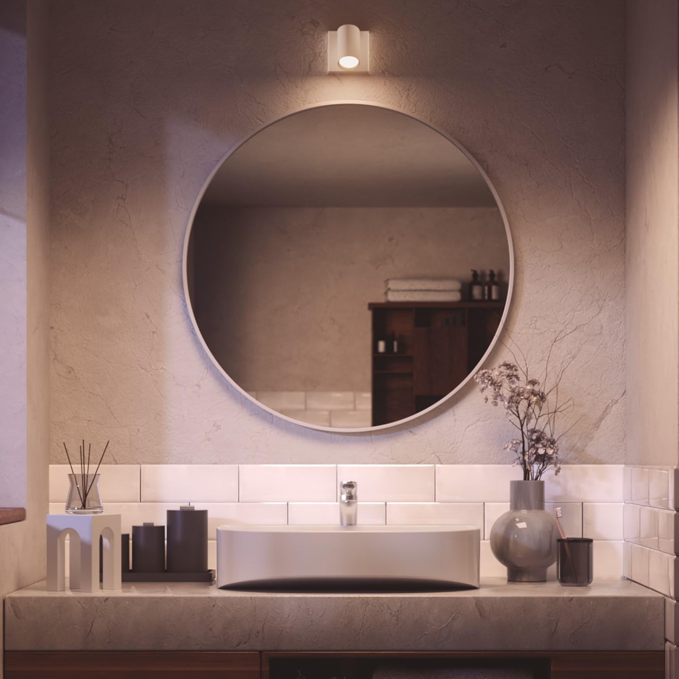 Philips Hue Idris Foco (Blanco) - 1 luz - Cálida/Fría | Incluye Hue Dimmer Switch - Foco de pared o techo para baño - GU10 - Hue White Ambiance