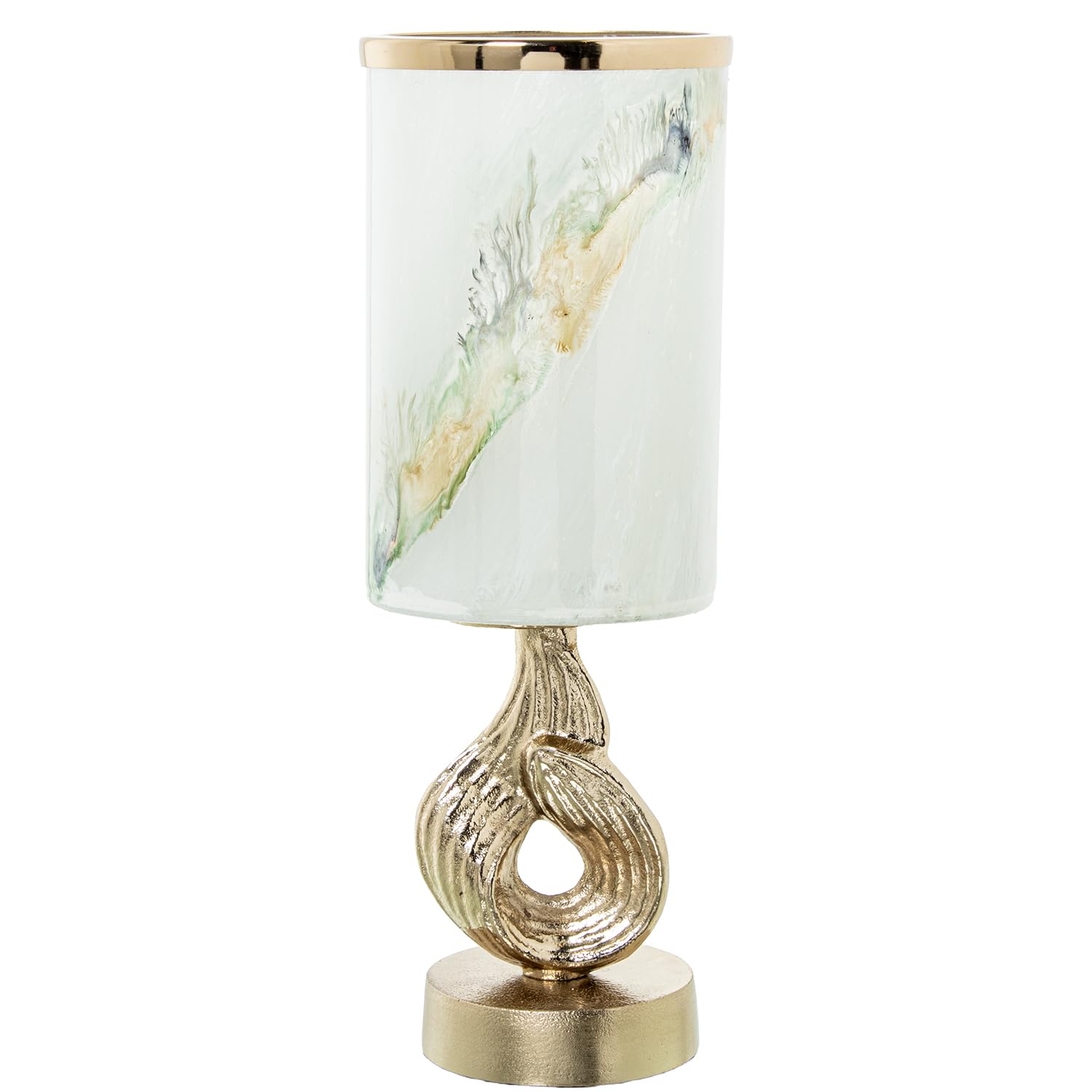 Homstart Portavelas Decorativo Portavelas Cristal con Base Alum Inio, 39 x 19 x 20 cm