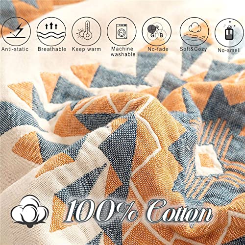 Image of MSGKV Fall Cotton Muslin Boho Throw Blanket 60 inchx80 inch for Couch Bed