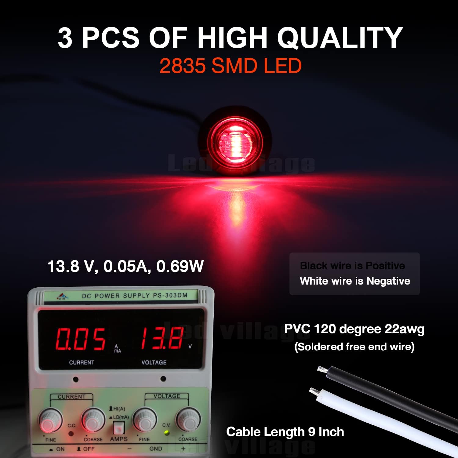 100 Pcs 3/4 Inch Clear Lens Red LED Clearance Button Side Marker Lights w/Grommet Fit for Trailer Truck Bus RV Brake Turn Stop Reverse Tail Lights 12V DC