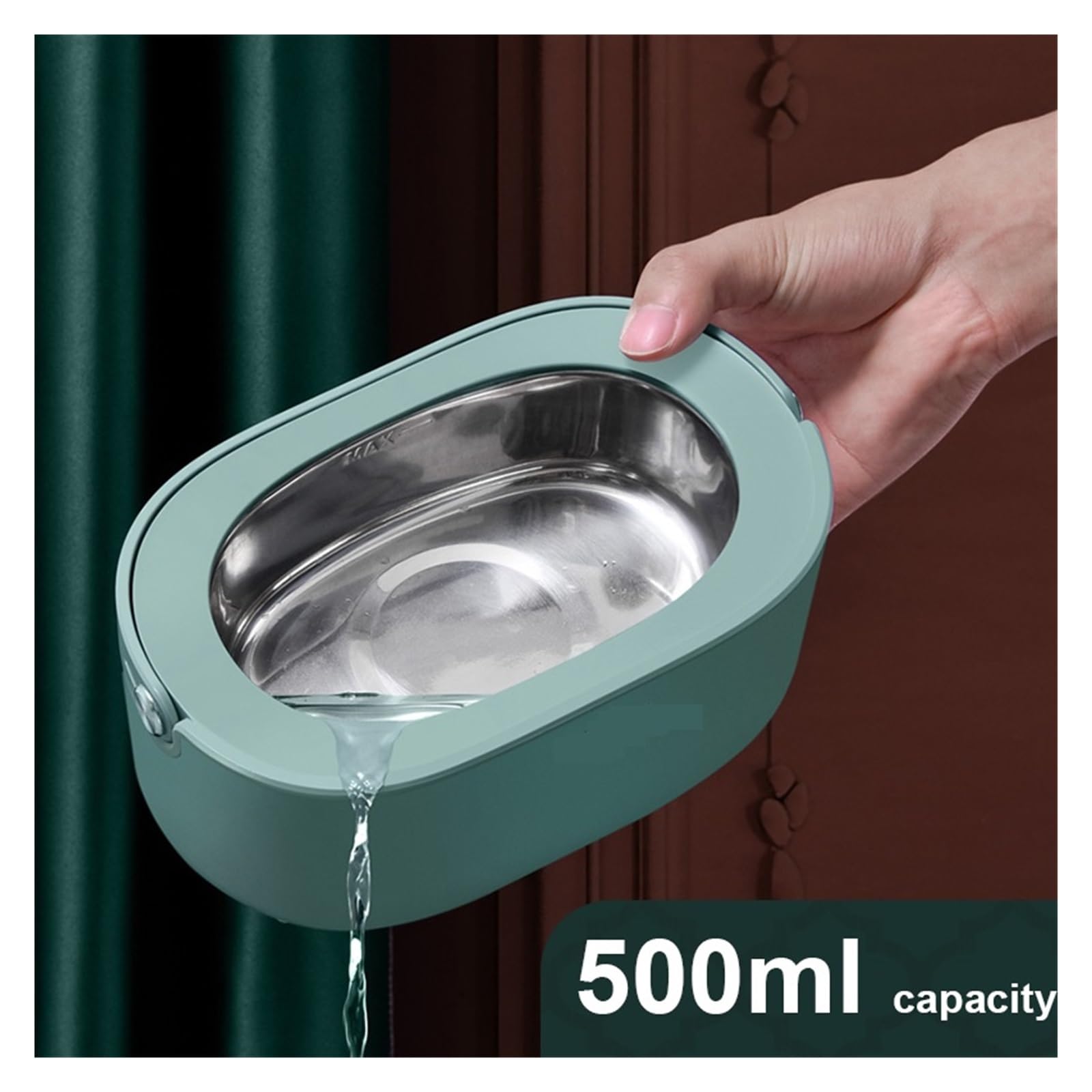 Sonic Cleaner, 500ml Przenośna Myjka Ultradźwiękowa Domowa Komercyjna Maszyna Czyszcząca 4 Tryby Czyszczenia 45000HZ Okulary Narzędzia Jubilerskie Cleaner(Green)