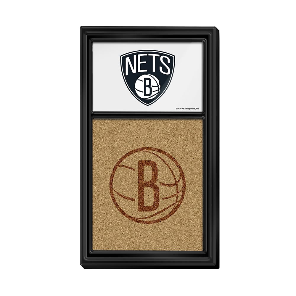 The Fan-Brand NBA Brooklyn Nets: Secondary Logo - Cork Note Board- Sports Decor for Home, Game Room, Fan Cave & Garage - USA Made