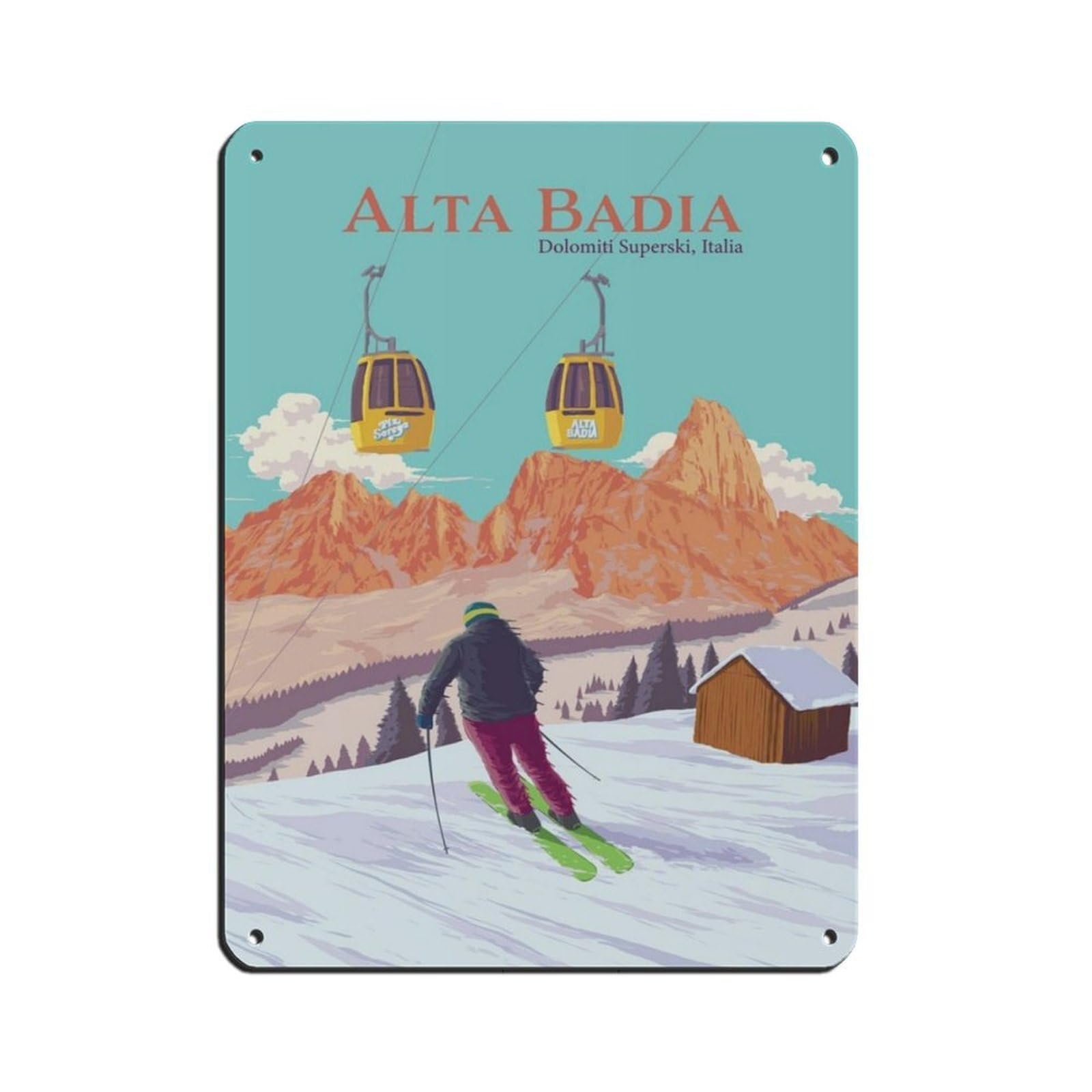 Poster Alta Badia en métal, le cadeau idéal pour skieur passionné