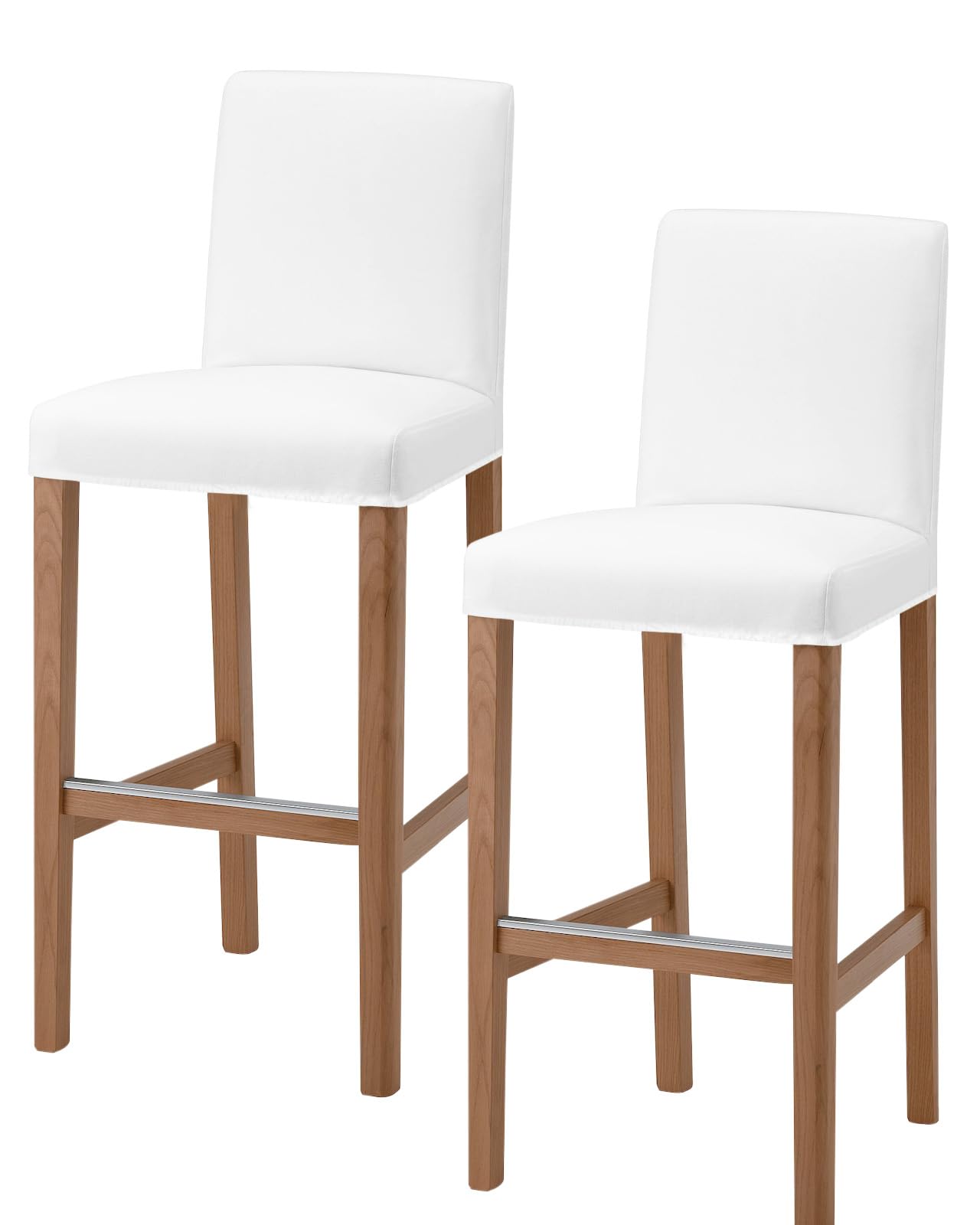 Anzona White Bar Stool Cover Set of 2, Pure White Stretch Bar Chair Cover, Removable Washable Pub Counter Stool Chair Slipcover for Kitchen Dining Room Pub Cafe