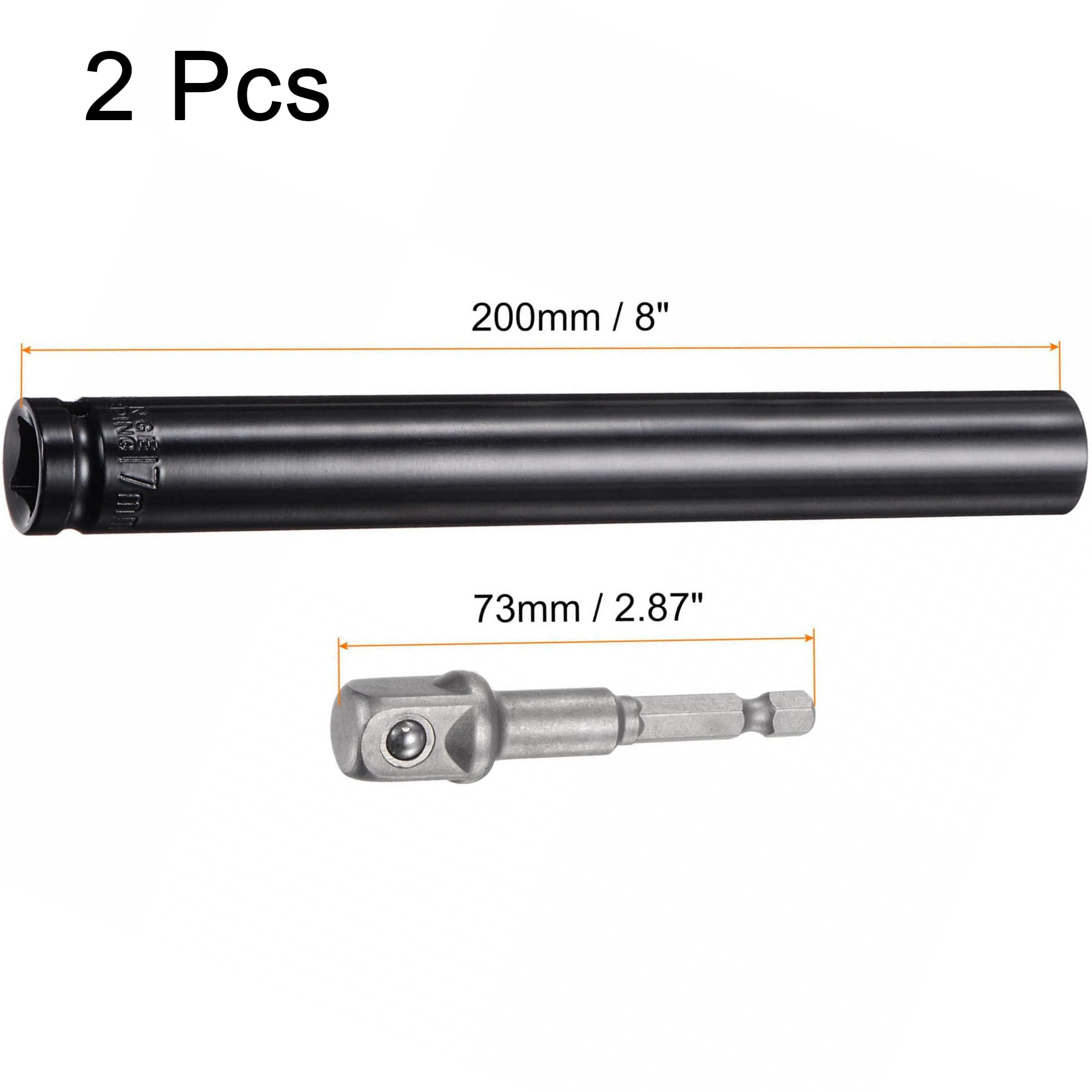 TA-VIGOR 1/2" Drive Socket Accessory Set, 17mm 6-Point Deep Impact Sockets 8" Length and 1/2" to 1/4" Hex Shank Adapters - Image 2