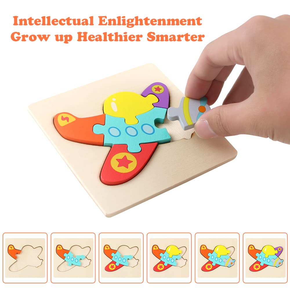 HOTUT Puzzles de Madera de Animales para Niños,6pcs Rompecabezas Puzzle Juguetes Bebes,Puzzles de Madera Juguetes Bebes, Montessori Puzzle Bebe Infantiles,para Niños