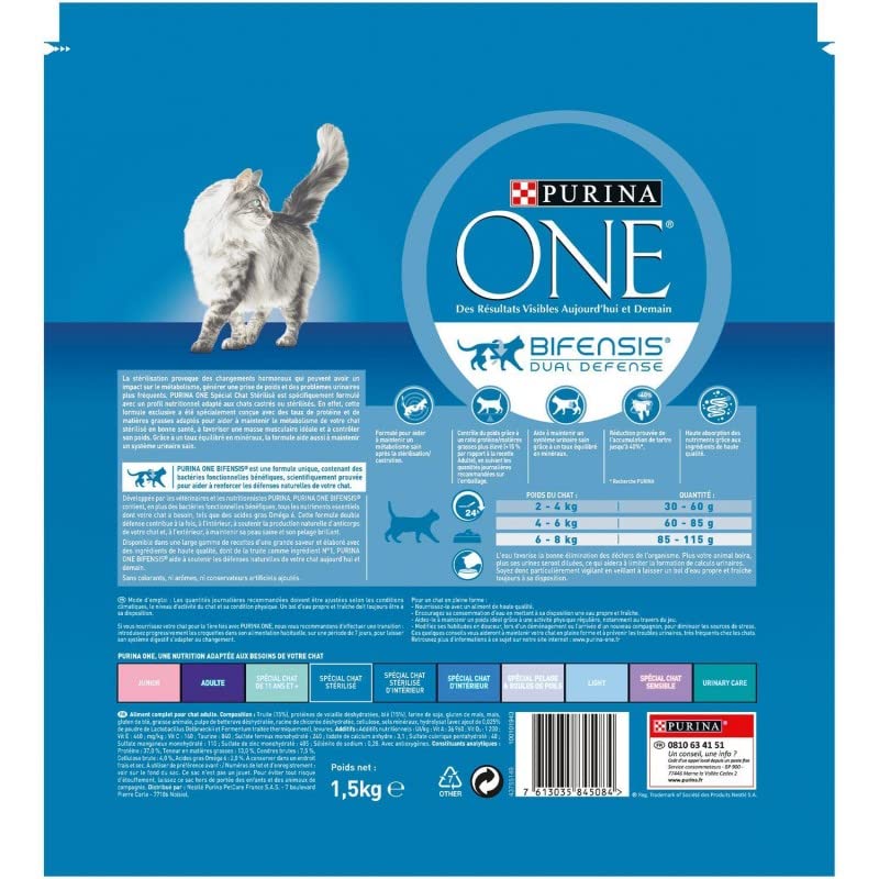One - Croquettes Chat Stérilisé Truite 1.5Kg - Lot De 3 - Vendu par Lot