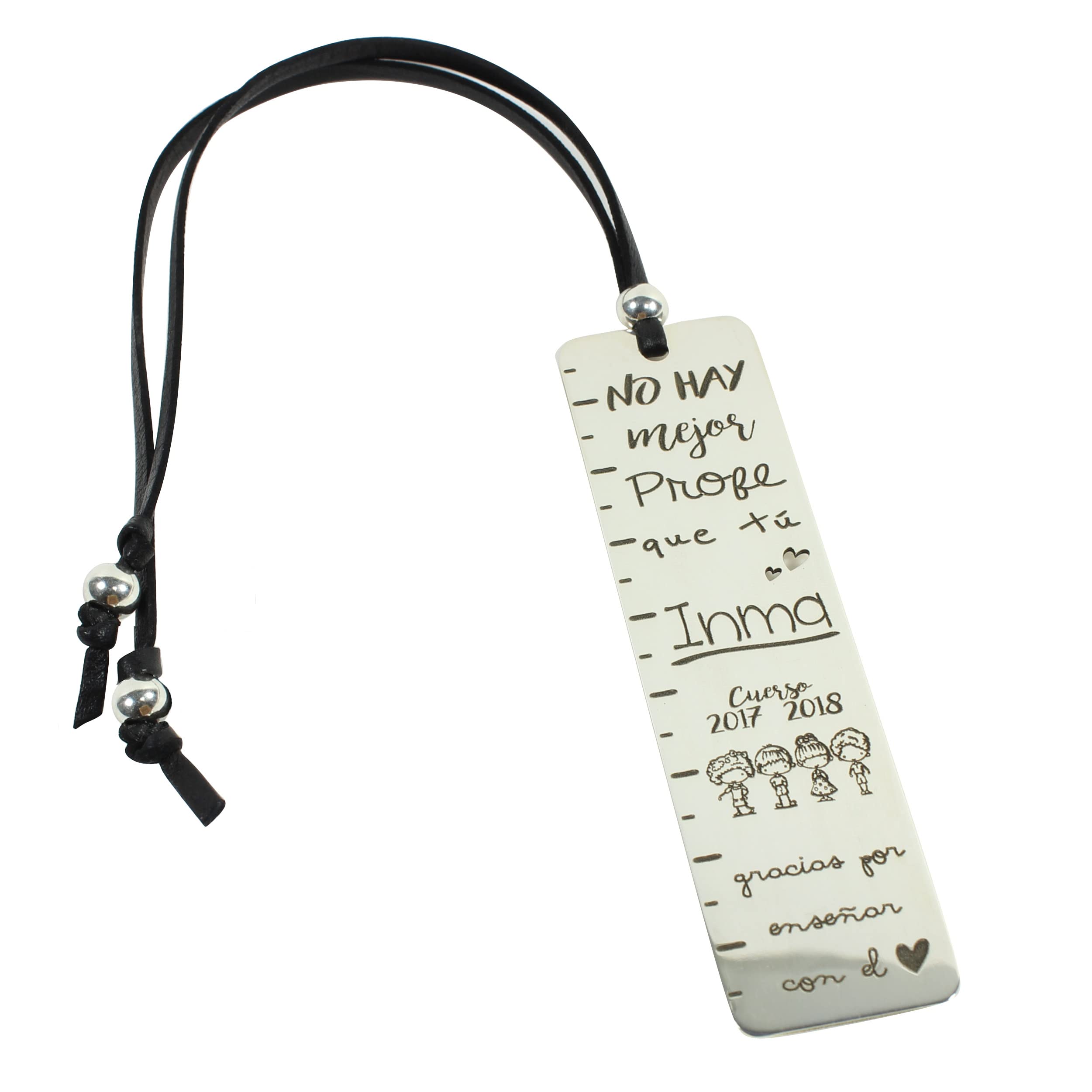 Rincón del Artesano Málaga-Marcapáginas Personalizado Plata de Ley 925/1000. Regalo Fin de Curso. Regalo Profesores. Regalo Seño. Punto de libro Personalizado. Modelo Regla.