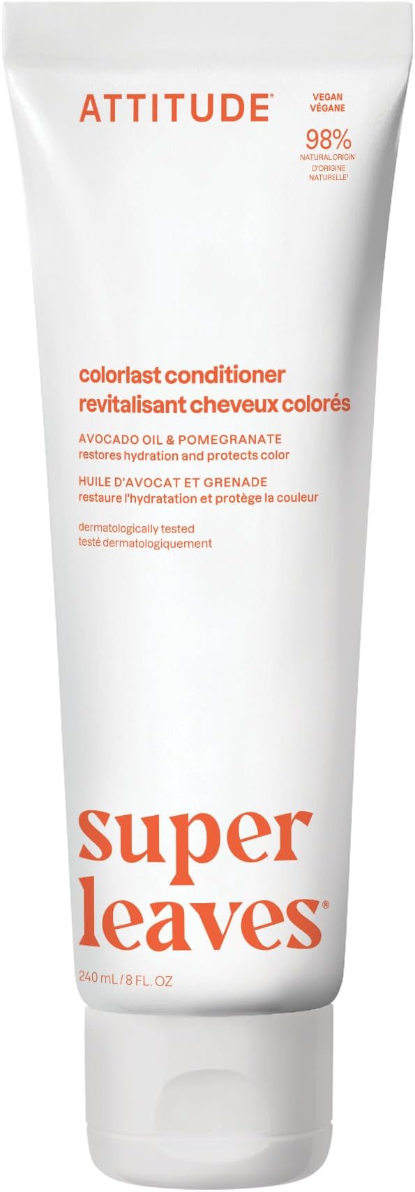 ATTITUDE Colorlast Hair Conditioner, For Color Treated Hair, Protects Color, Naturally Derived Ingredients, Vegan Detangler, Dermatologically Tested, Avocado Oil and Pomegranate, 8 Fl Oz