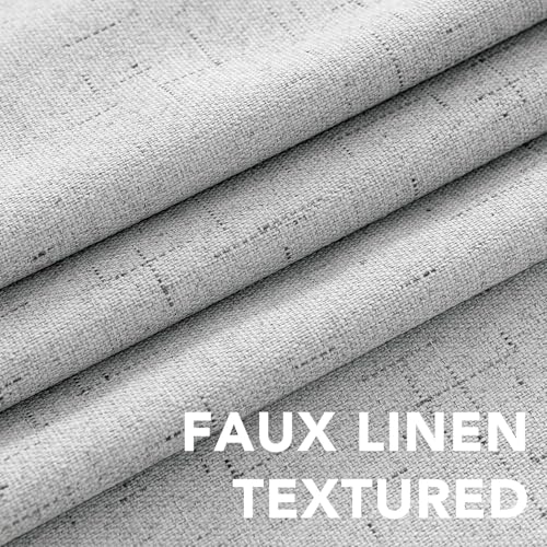 Image of H.VERSAILTEX Linen Curtains 100% Blackout Curtains for Bedroom 102 inch Long Full Light Blocking Nature Linen Blended Window Curtains for Living Room Nickel Grommet (2 Panels, Glacier Gray)