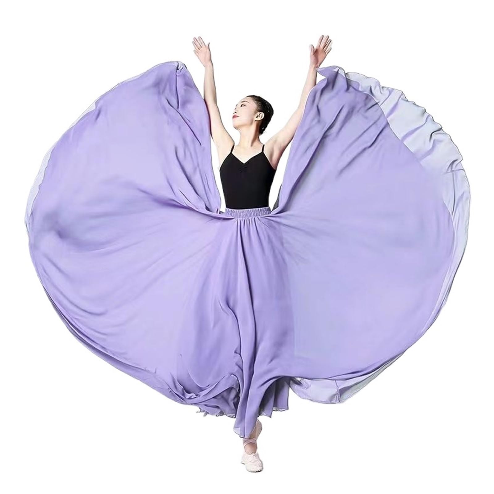 Falda de gasa 720 grados for mujer, faldas largas 2 capas, ropa elegante actuación, falda, práctica ballet con vuelo grande