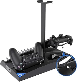 NCONCO 6 w 1 wielofunkcyjny kontroler stojak do ładowania wentylator chłodzący do gier stojak na płyty PS4/Slim/PRO