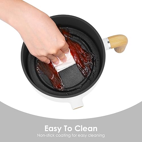 Vista 35 de Audecook Olla eléctrica con vaporizador, mini cocina portátil de viaje de 1.8 L, sartén eléctrica multifuncional antiadherente para E
