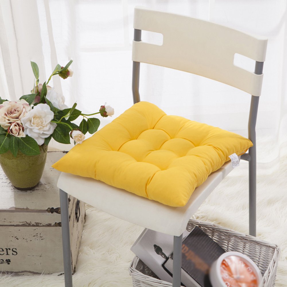 4 cómodos cojines para silla cojines de silla outdoor cojines de terraza cocina de jardín Cojines de silla de comedor 40x40 cm Crema Cena silla Pad (Amarillo)