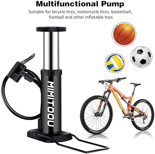 Miniatura 2 de Bomba para Bicicleta, Mini Bomba de Bicicleta Portátil Bomba de Piso para Bicicleta con Válvulas Presta y Schrader Bomba de Aire de Piso para