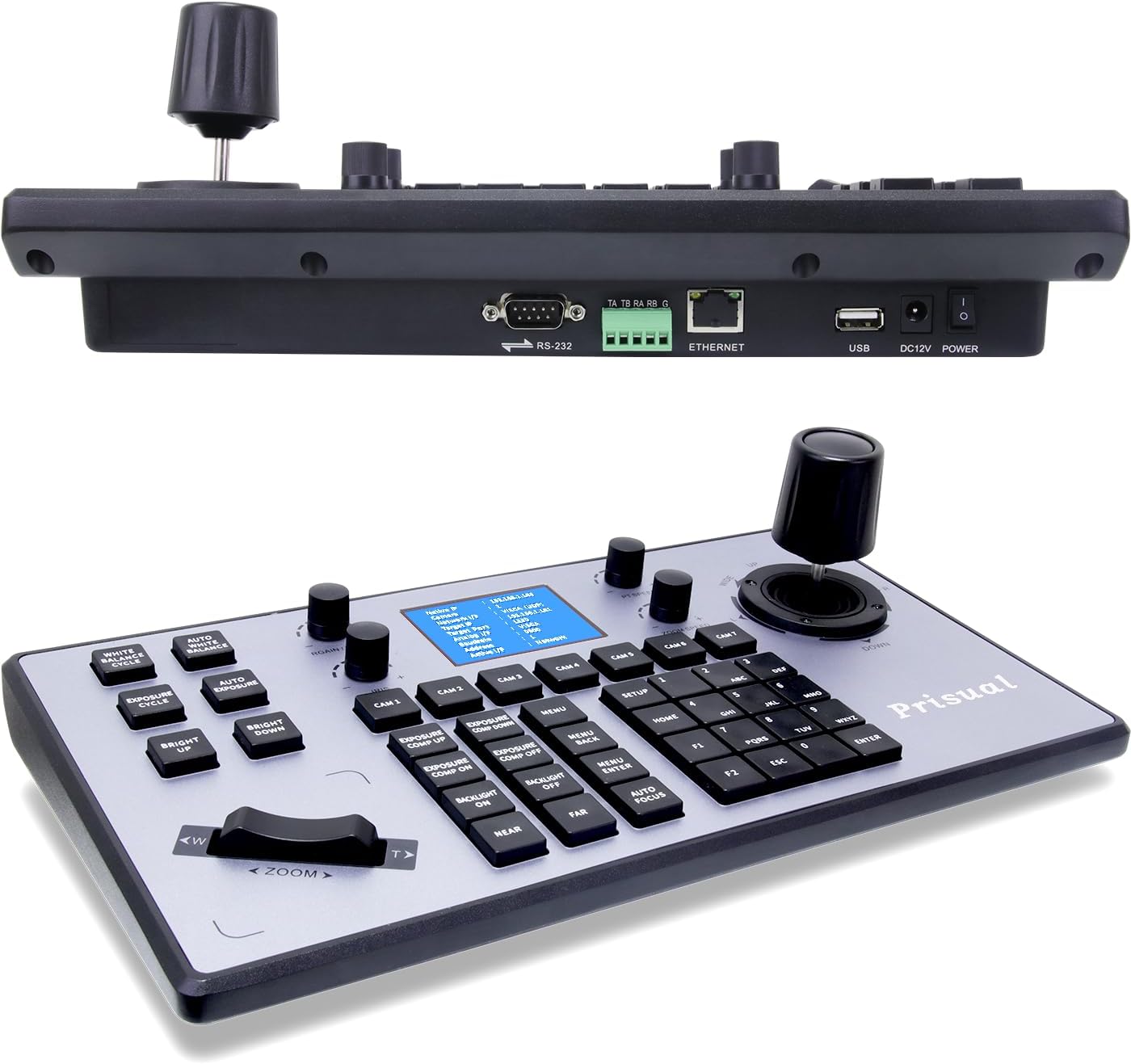 PTZ Camera Controller PoE 4D Joystick LCD Screen Setup, Elevate Your Church Live Streaming with VISCA is Fully Compatible and extensible, Pelco D/P RS232 RS485 (TEM-JOY1)