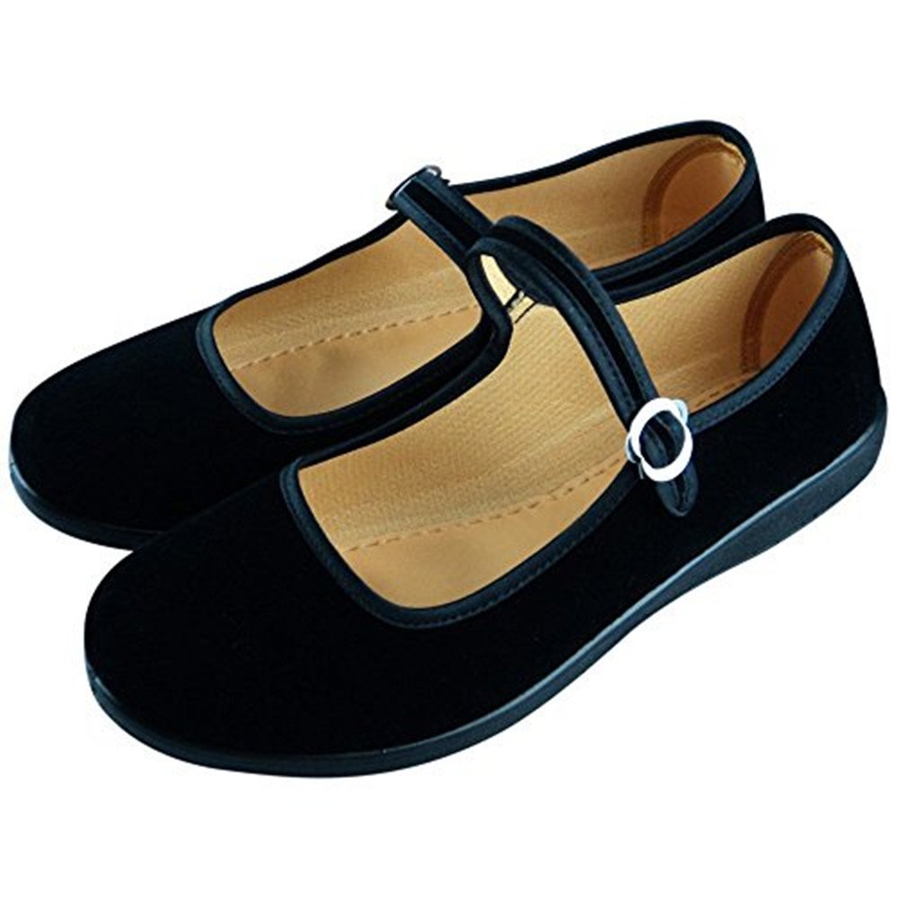 Women's Velvet Mary Jane Shoes Ballerina Ballet Flats Yoga Exercise Shoes