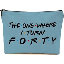 Funny 40th Birthday Gifts Women Makeup Bag Cosmetic Travel 40 Year Old for Mom Friends Sister Aunt Wife Coworker Toiletry Turning Forty Bday, Blue
