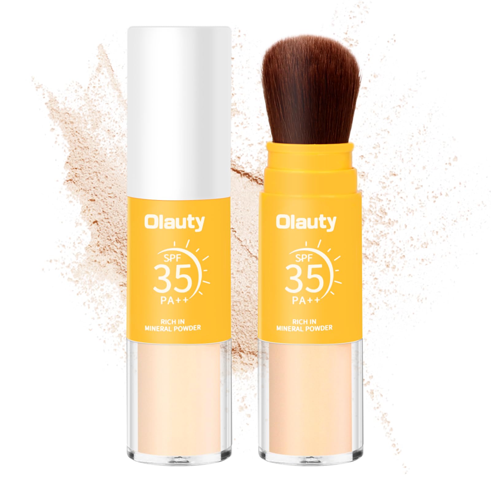 Mineral Sunscreen Setting Powder, Mineral Brush Setting Face Powder Makeup SPF 35 PA Oil Control Natural Matte Finish, Lightweight Breathable Concealer Brush Powder (Medium, 8g)