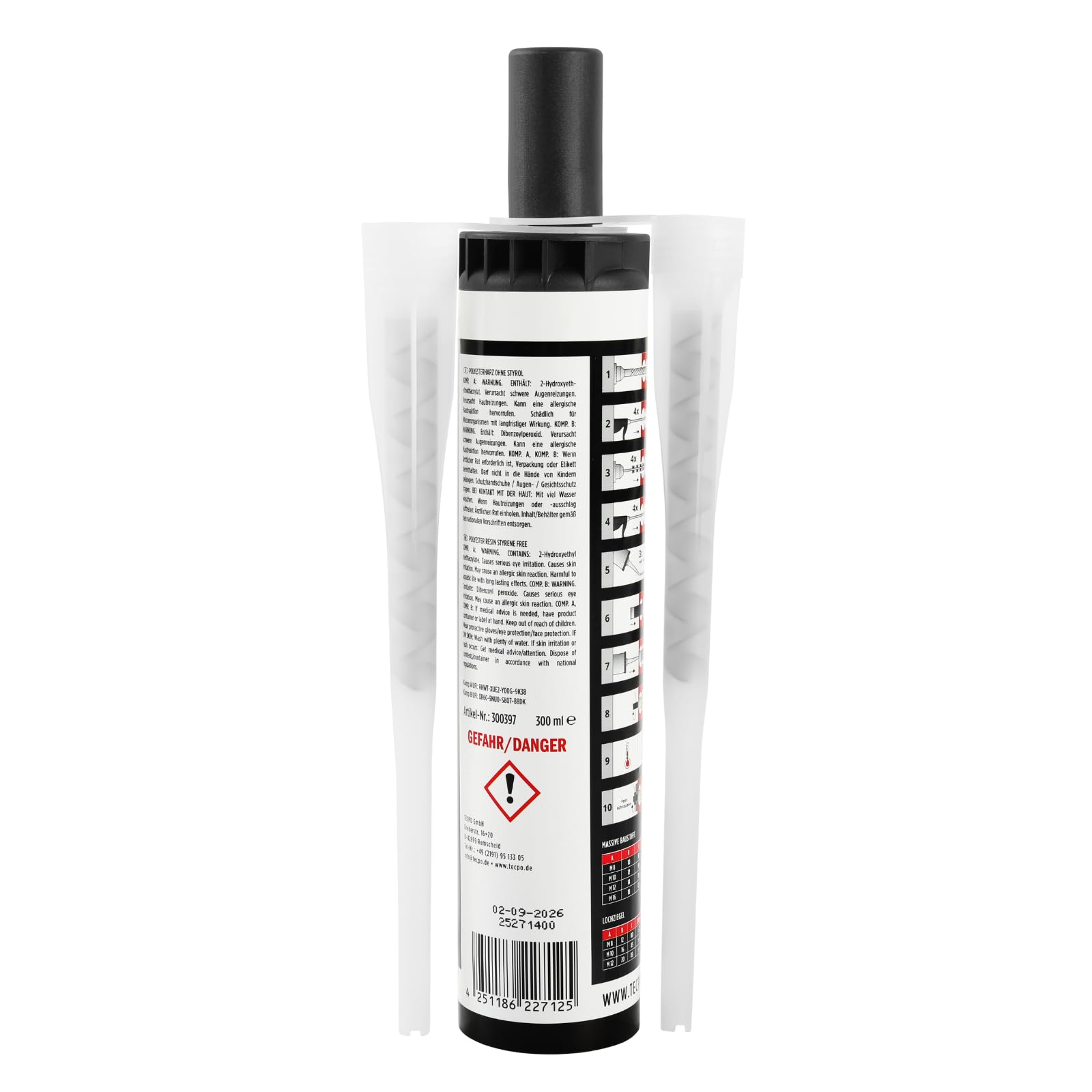 TECPO 6x Injektionsmörtel SF 300 ml inkl. Statikmischer Vebundsmörtel Ankerkleber Innen & Aussen Mörtel zur Befestigung von Voll- und Hohlbaustoffen