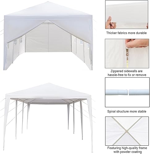 Miniatura 4 de Toldo instantáneo de 10 x 30 pies con 8 lados y 2 puertas, kioscos portátiles para exteriores, refugio impermeable, para cumpleaños, boda, fiesta,