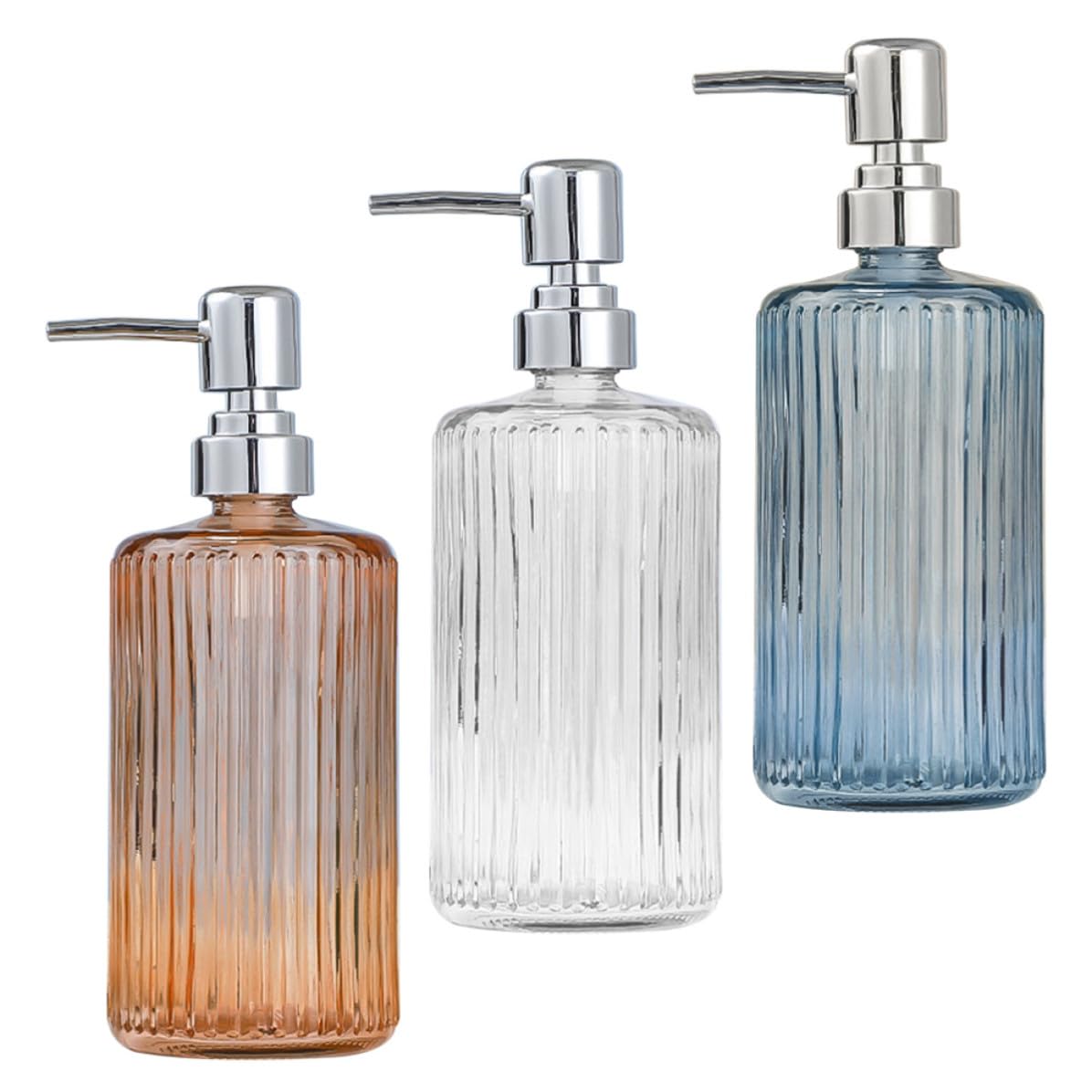 SHERCHPRY Dispensador de Jabón Líquido para Baño de Vidrio Recargable 500ml Paquete de 3 Unidades para Uso Prolongado en Hoteles y Hogares