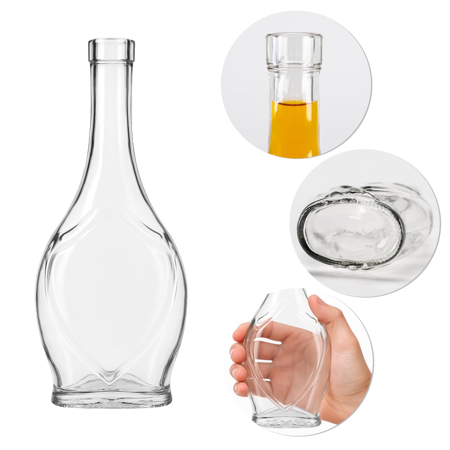 Icona Lot de 50 bouteilles en verre vides de 500 ml avec bouchons - Verre élégant et moderne - Pour la conservation du vin, des teintures mères, du miel et du sirop
