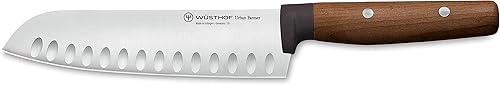 Wusthof Urban Farmer - Cuchillo Santoku de borde hueco de 5 pulgadas, marrón