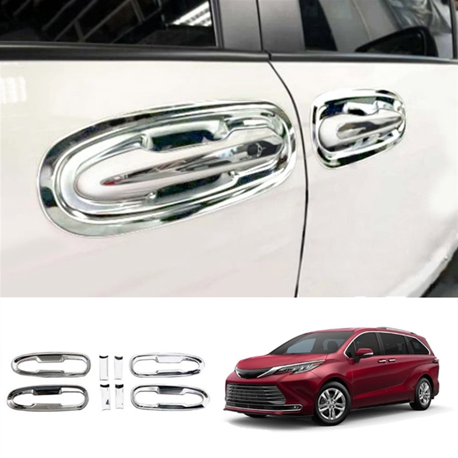 QWQTHGS Car Exterior Door Handle Cap for Sienna 2021 Car Exterior Door Bowl Handle Frame Cover Trim(1)