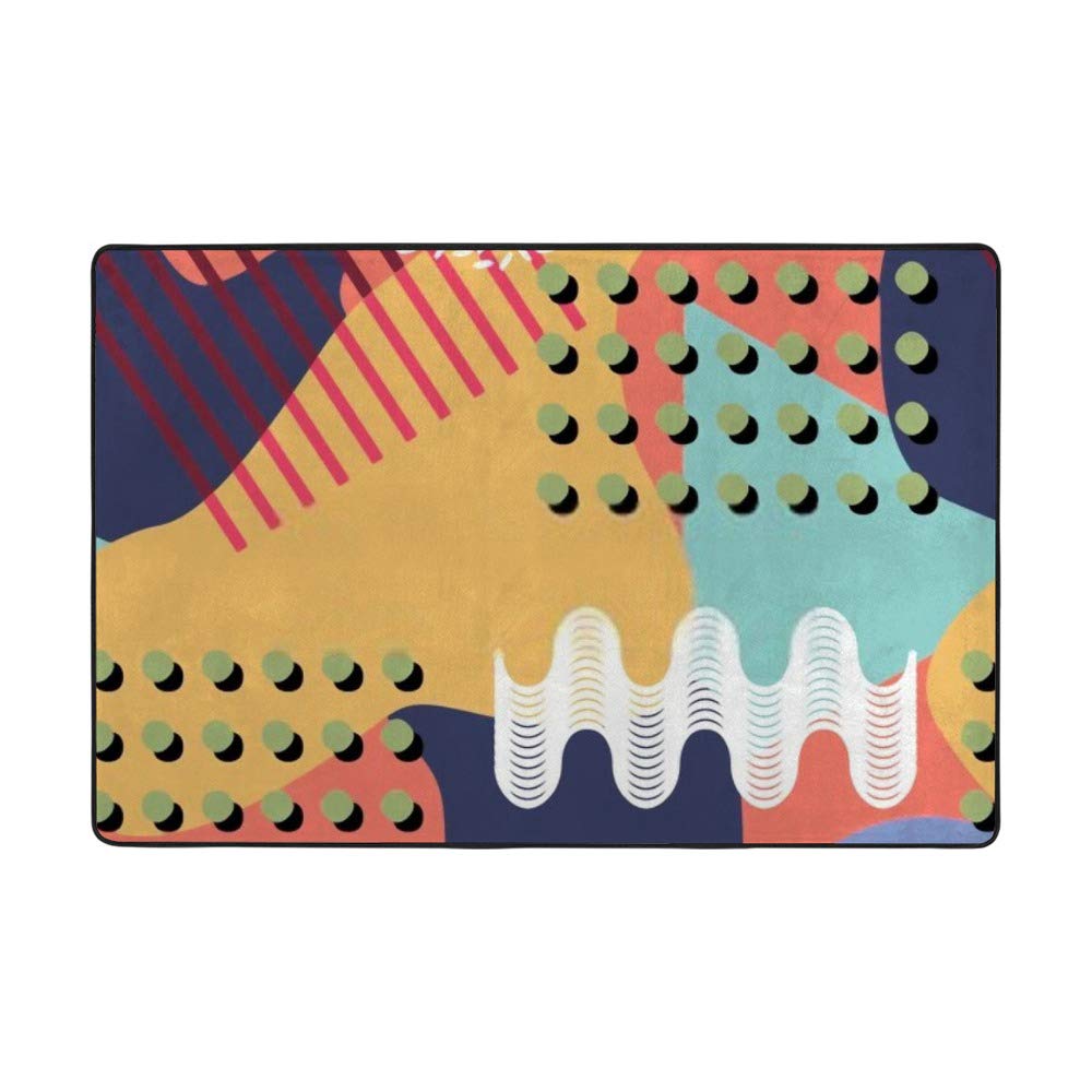 Tapis Memphis corail en velours 80x58 cm pour le salon