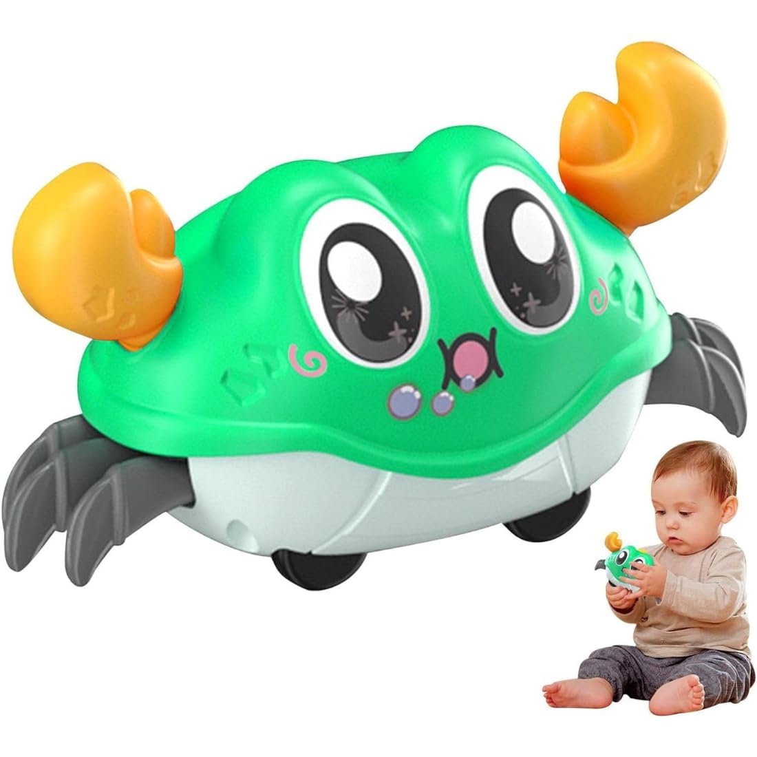 SHAKTISM Press and Go Owl Car Toys for Boys and Girls Crawling Toys for Moving Dino Toy for Birthday Gifts – Random Colour - 1Pc (Running Crab)