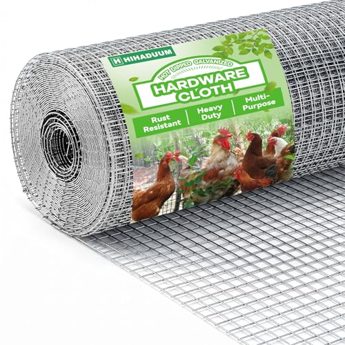 HIHADUUM 16'' x 20' Hardware Cloth 1/4 inch 23 Gauge, Hot-dip Galvanized After Welding, Chicken Coop Wire Fence Wire Mesh Screen, Rabbit/Snake Fences, Netting Wire Cloth Galvanized Wire...