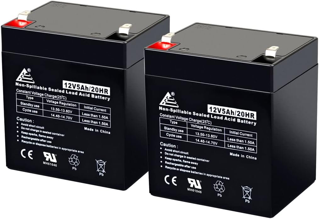 ECI Power 8 Pack: 12V 5AH VRLA AGM 12V 5AH Rechargeable Battery for LiftMaster 485LM/Craftsman 53918/Chamberlain 4228 Garage Door Opener, Security Alarm, etc