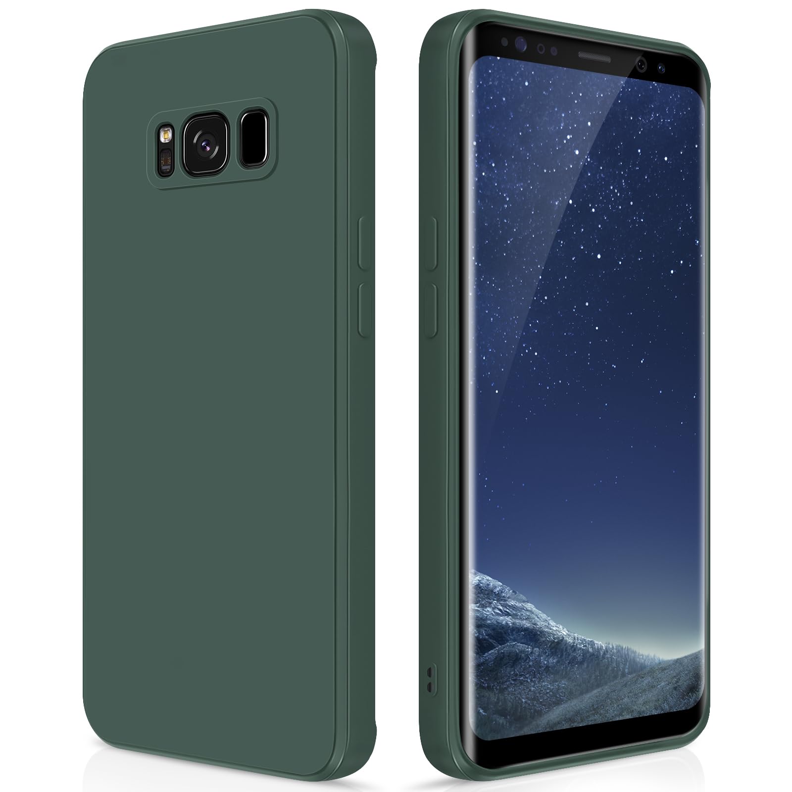 GiiYoon Case for Samsung Galaxy S8, Silky Full Body Silicone Case, Shockproof Protective Cover with Microfiber Lining (Green)