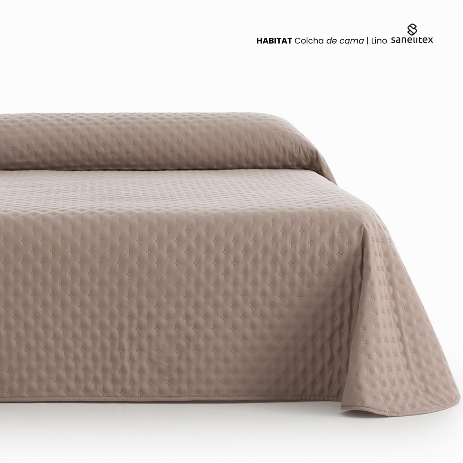 Colcha de Cama Habitat | Color Lino | Cama de 150 | Reversible | Tacto Extrasuave | Hecho en España