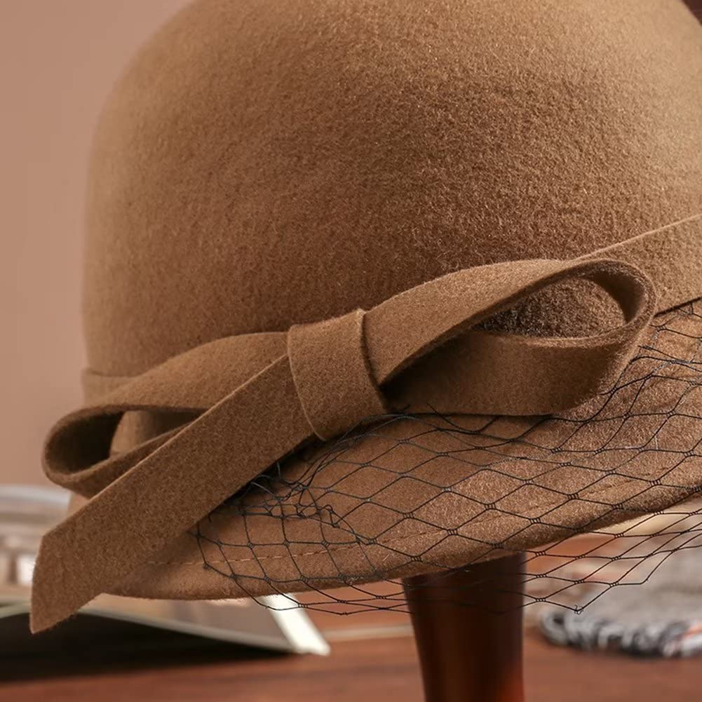 Fedora Cappello Elegante per Le Donne, 1920s Retro Berretto Cloche, Vintage,Cappello Chiesa da Festa di Nozze