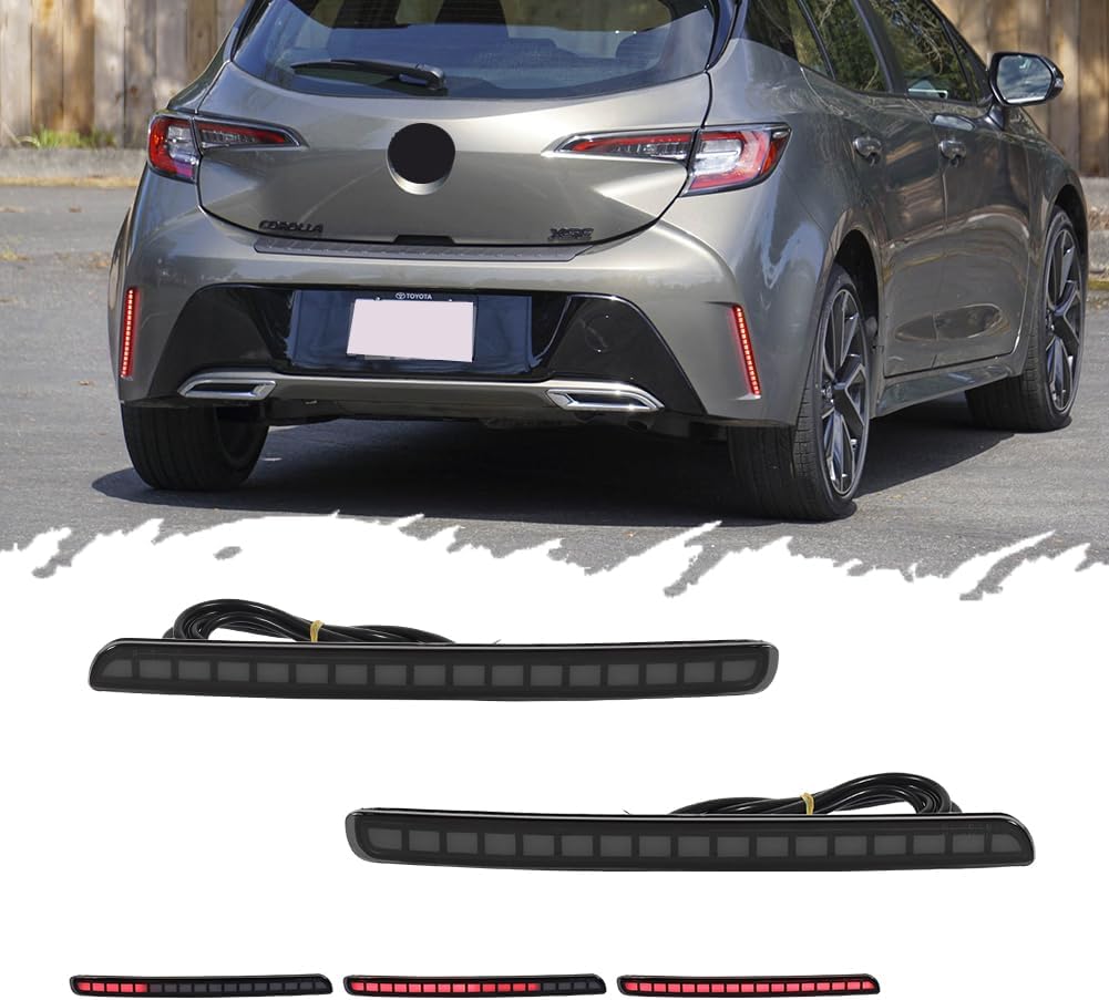 3 in 1 For 2019 2020 2021 2022 Toyota Corolla Rear Bumper Reflector Brake Lights Sequential Turn Signal Light Red Lens