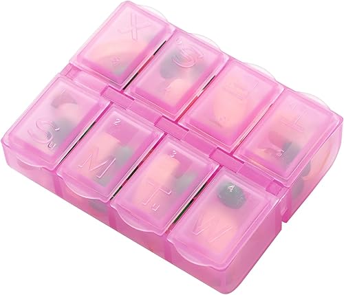 Miniatura 9 de EveryBling Pastillero organizador de pastilleros de viaje con brillantes lindos organizadores de 7 días, contenedor semanal de vitaminas para