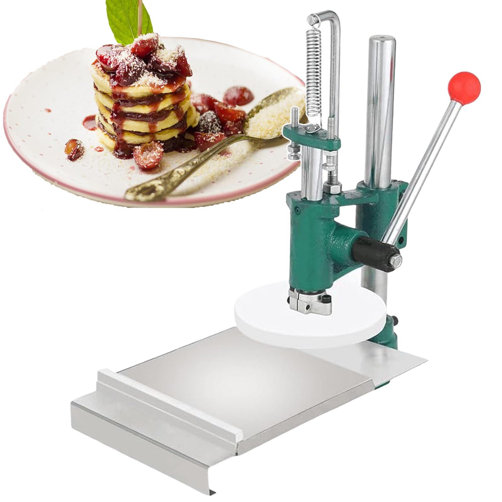 UMJIGF Manual Pizza Press, Commercial Stainless Steel Dough Press, Pizza Dough Flattener Kitchen Tool, Adjustable Thickness & Height, for Pancake, Pizza Dough Crusts - 12-14cm/4.7-5.5in,1,14cm