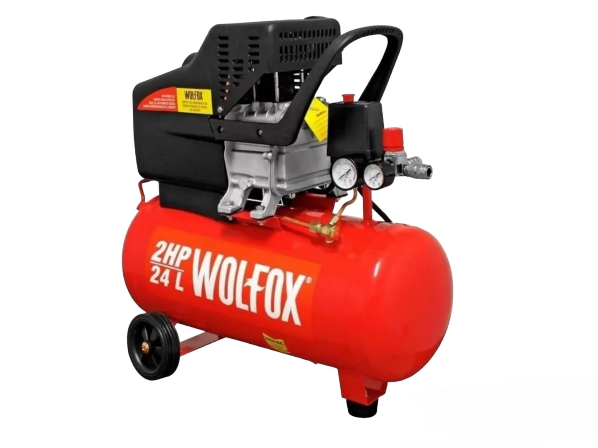 Compressore ad Aria Compressa 24 Litri 1500W Potenza 2HP 8cfm Lubrificato ad Olio con Doppio Manometro Compressori d'aria Portatile Carrellato