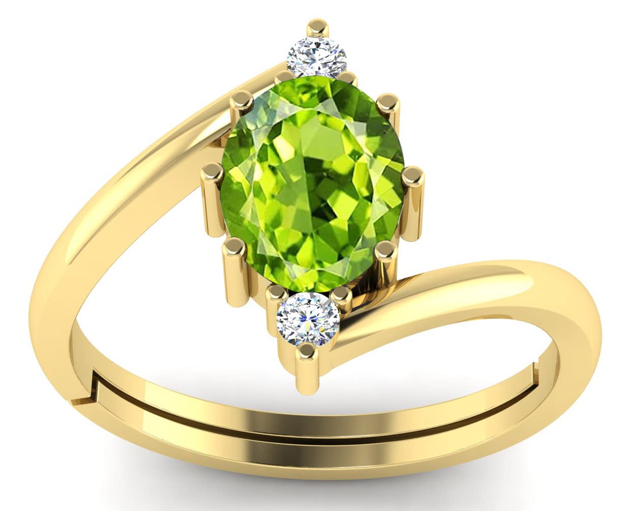 SirDaksh10.50 Carat Certified Green Peridot Gold Plated Promise Ring Comfort And Adjustable For Men And Women, Gemstone, Peridot
