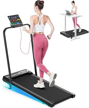 Folable Walking Pad with Incline, 2.5HP Under Desk Treadmill for Home | 8KM/H, 130KG Capacity, Remote Control & LED Display, Shock Absorption, Transport Wheels,<45dB Low Noise