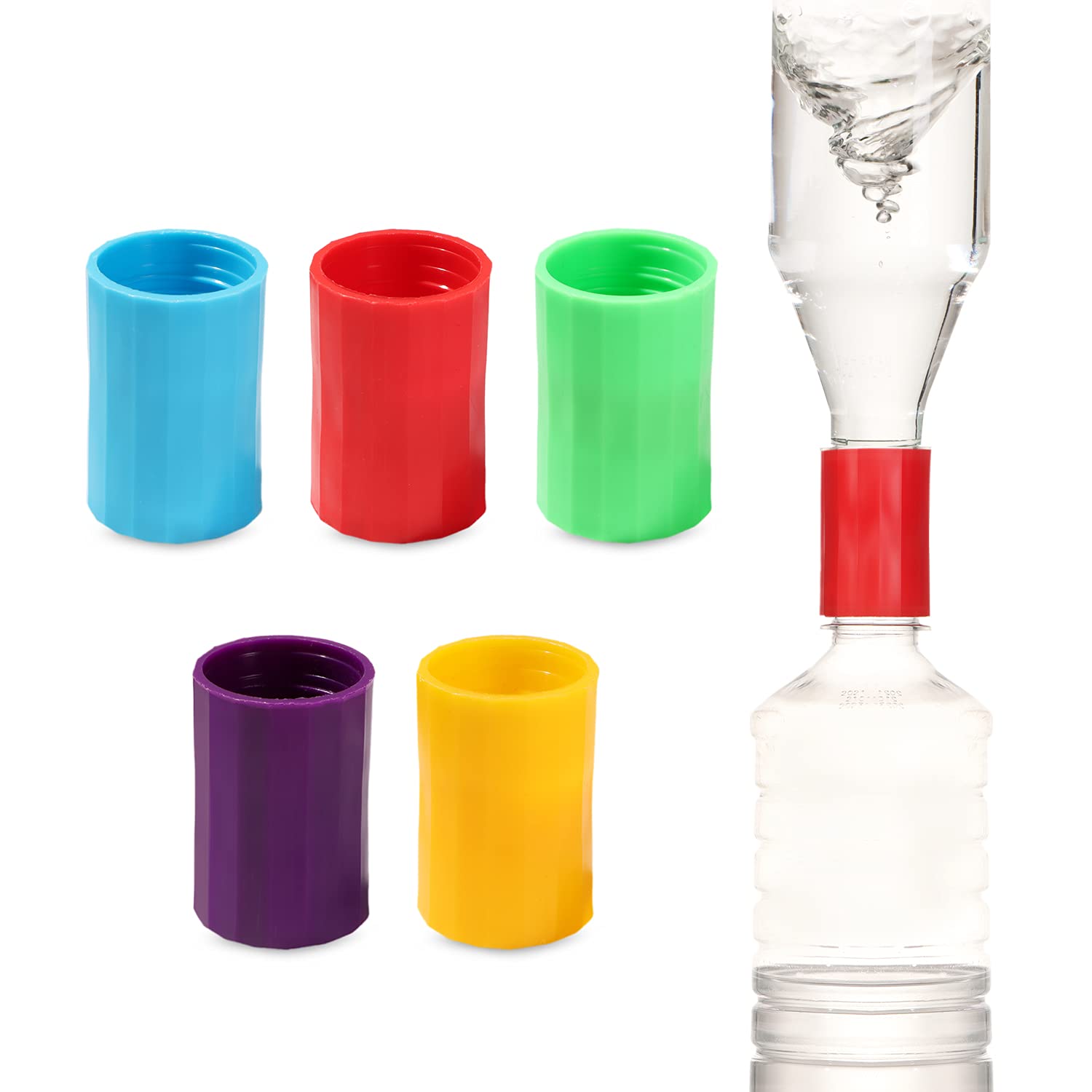 Andy's Orchids10 Pcs Tornado Tube Bottle Connector, Vortex Bottle Connector, Plastic Vortex Cyclone Tube Tornado in A Bottle Connector for Scientific Experiment and Test, 5 Colors