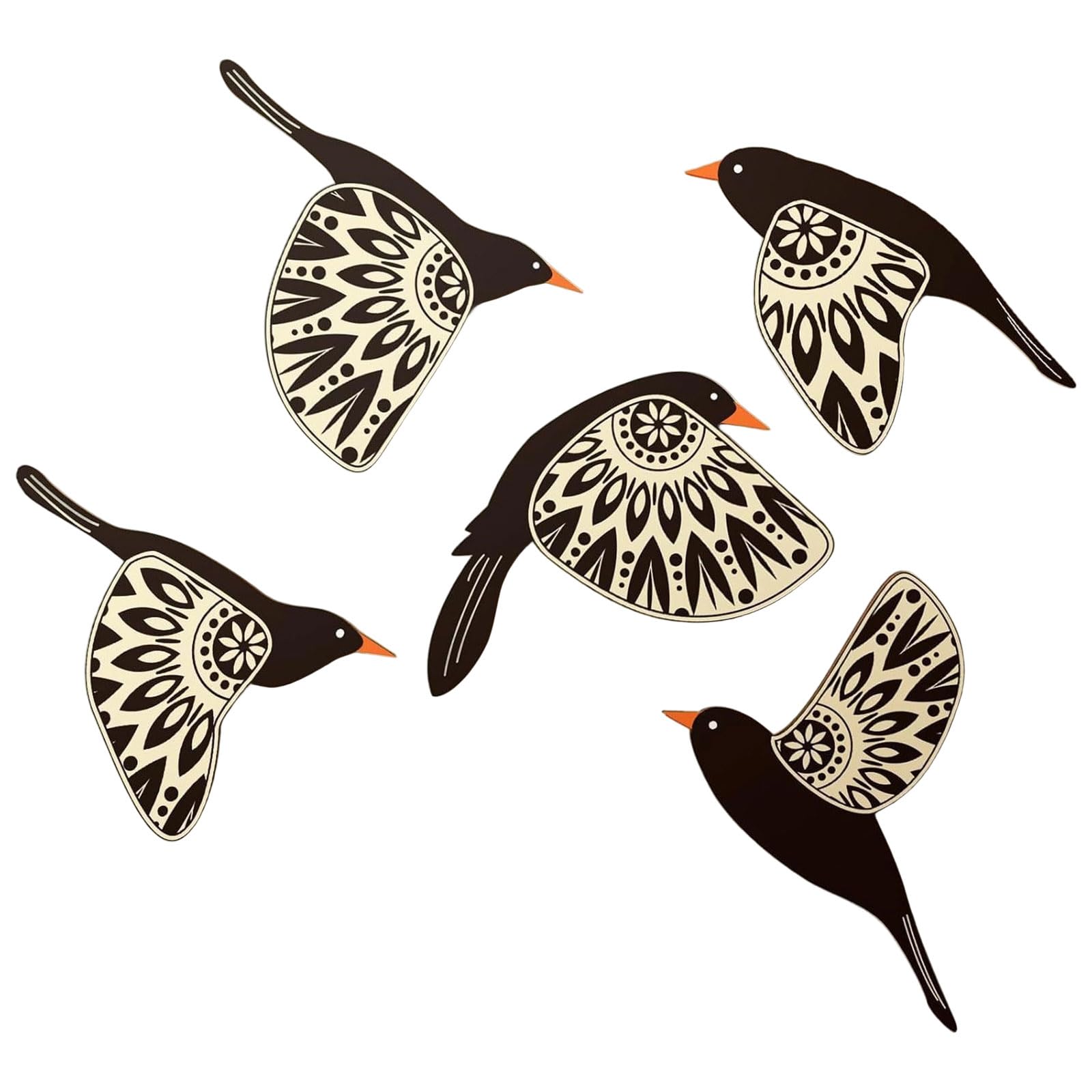 Tsophreniq Handcrafted Bird Wall Decors 5Pieces Wooden Hanging Ornaments for Home Decoration Scandinavian Maximalist Styles Gift Wooden Bird Wall Sticker
