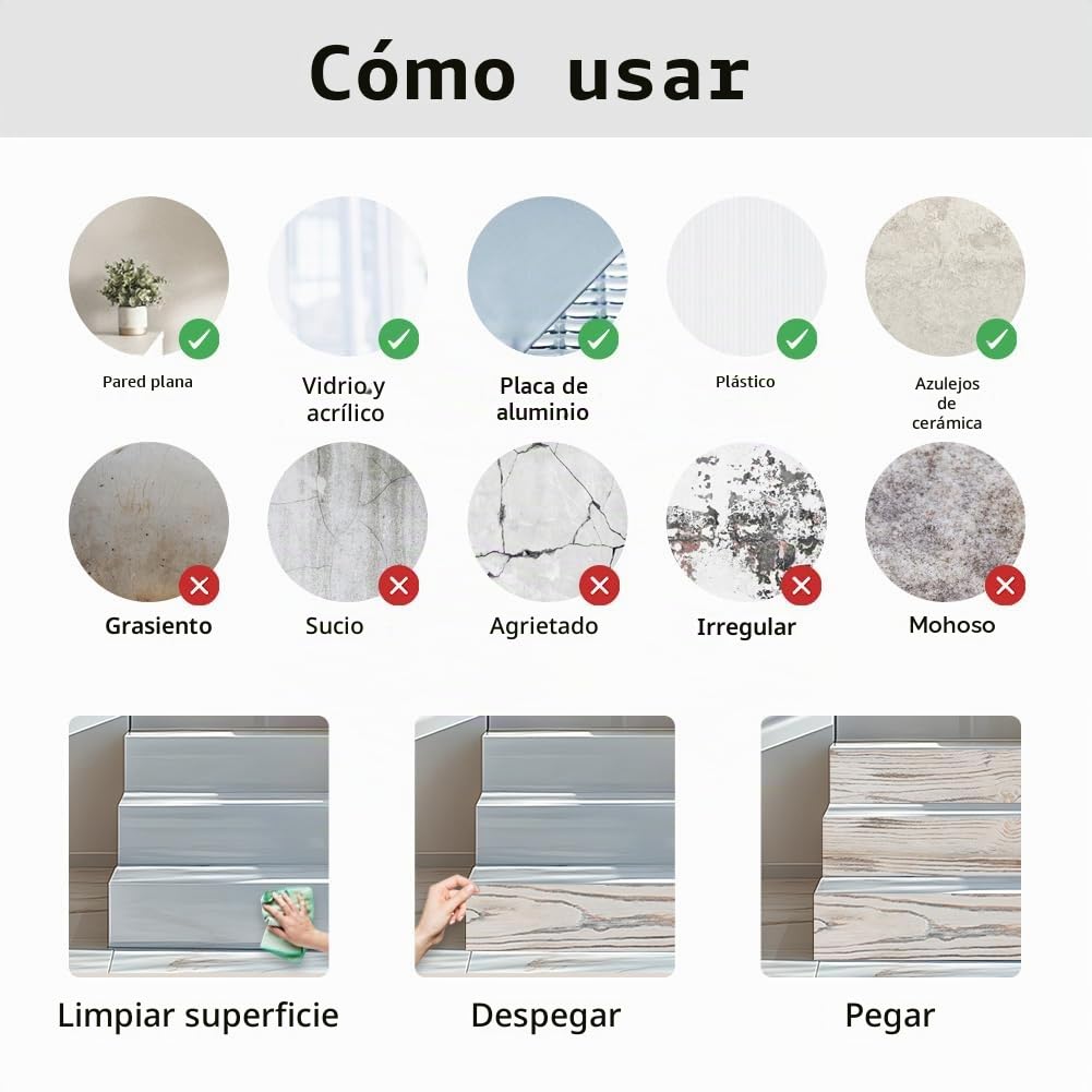 PLIGREAT 15 tiras adhesivas para escaleras con vetas de madera, extraíbles y adhesivas, 18 x 100 cm, en vinilo autoadhesivo para escaleras de madera rústica, decoración de pared para casa y hotel