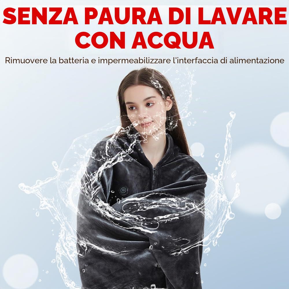 Coperta Elettrica Riscaldata USB, Coperta Riscaldante Elettrica con Cerniera, 3 Temperature, Lavabile in Lavatrice, Scialle Riscaldante Elettrico in Flanella per Casa,Ufficio,Auto(160 x 80 cm)