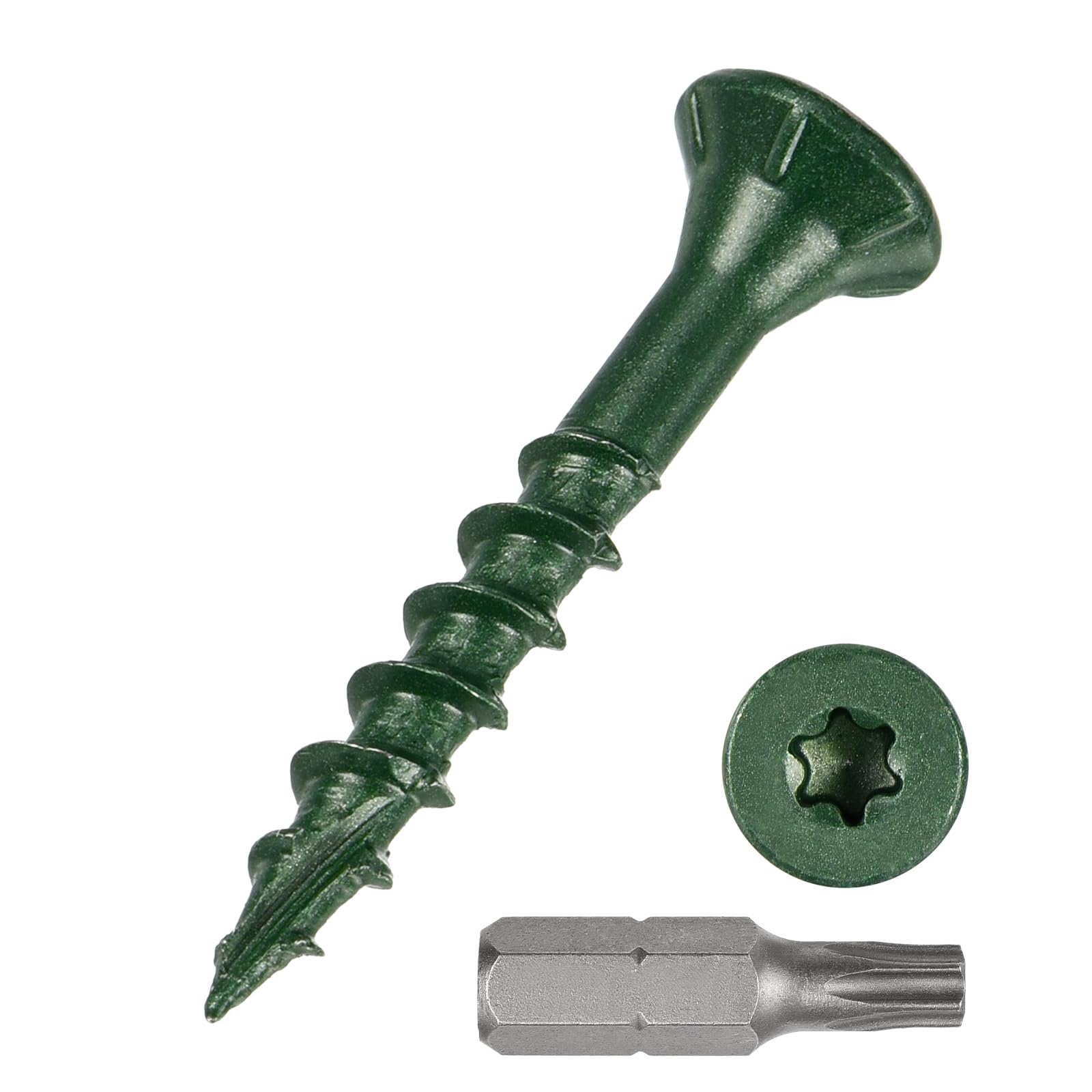METALLIXITY Deck Screws (#8x1-1/4") 500Pcs, Carbon Steel Wood Screw Decking Screws Epoxy Coated with T25 Torx Drive Head