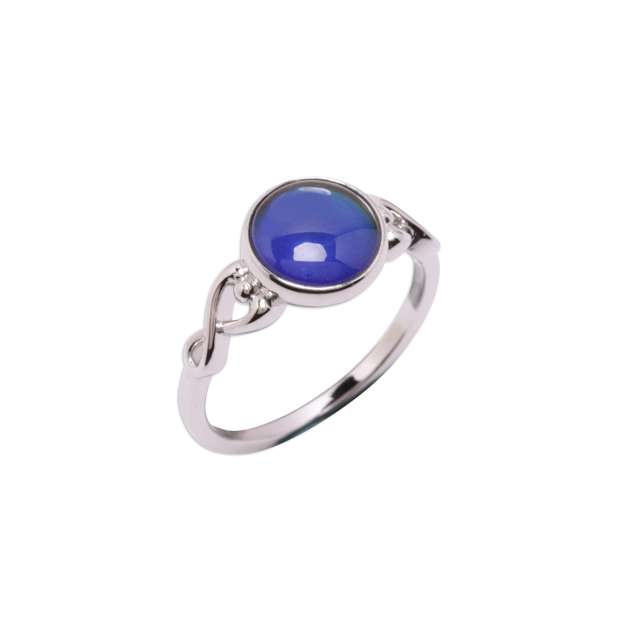 Precious PiecesSterling Silver Mood Ring Changes Colors When Emotion Feeling Changes for Kids, Teenagers, or Adults